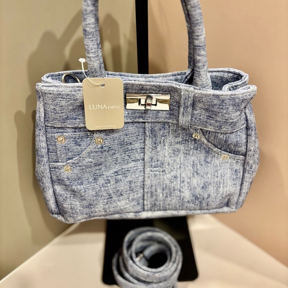 Handbags - BLUE DENIM Mini Vinyl crossbody & handle Bag by Luna Earth NWT